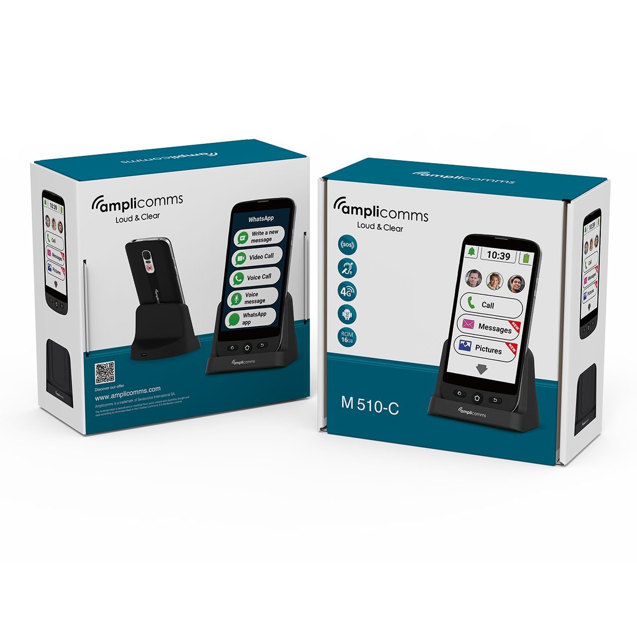 Amplicomms M 510 C 4G Smartphone con pulsera SOS de emergencia para personas  mayores y correa para el cuello - Auriseo